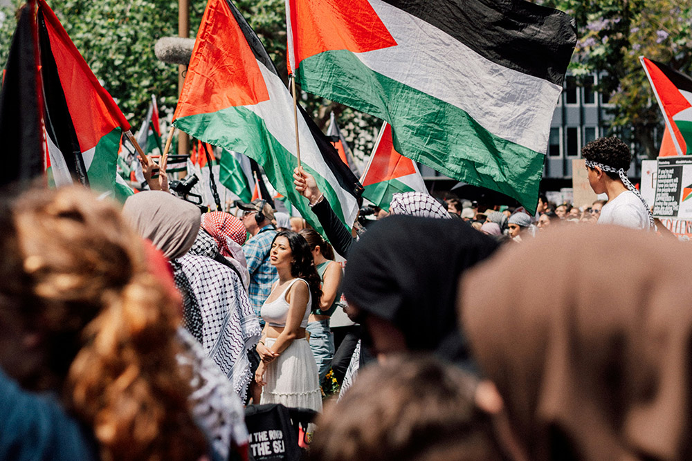 Manifestación banderas de Palestina